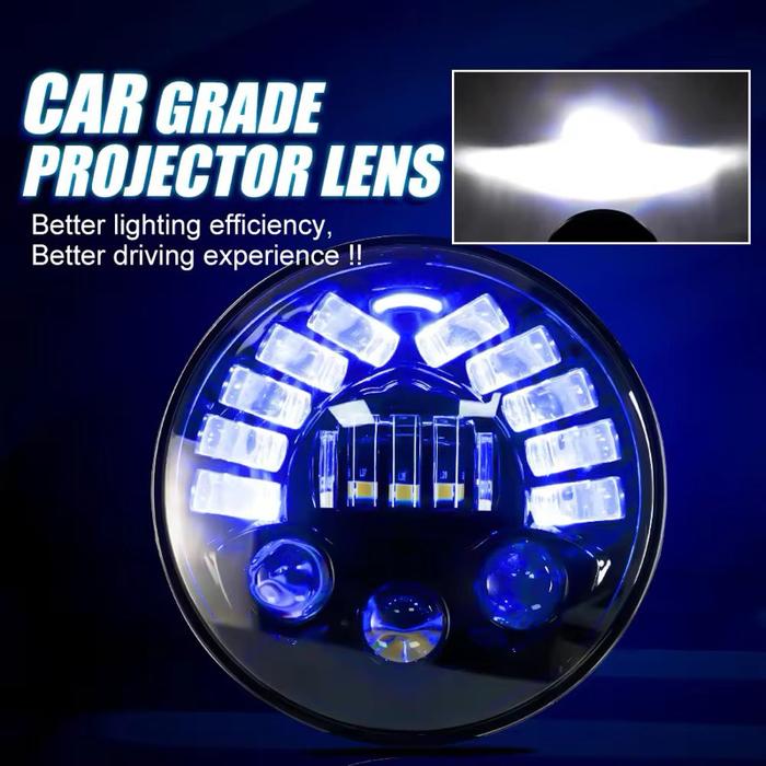 Lampu Projector Cobra Predator 7 inch 19LED PREDATOR Headlamp lampu utama bulat 7 inc 19 LED senja b