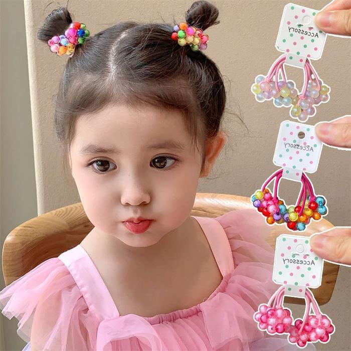 [KIDSWONDERLAND] Ikat Karet Rambut Manik Candy Set 2pc Bola-Bola Crystal Anak Perempuan