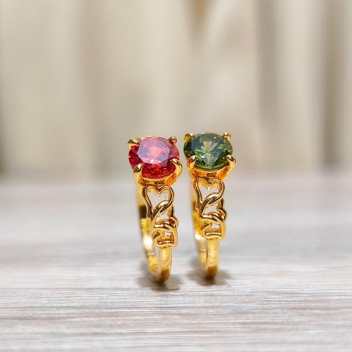 Cincin wanita model batu permata ring ukir love CC-BPU204