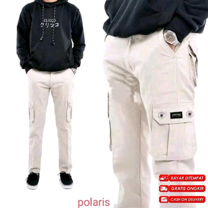 [CUCI GUDANG 100 RIBUAN DAPAT 3 PCS ] Celana Cargo Kargo Panjang Pria Cowok Dewasa Katun Twill Distr