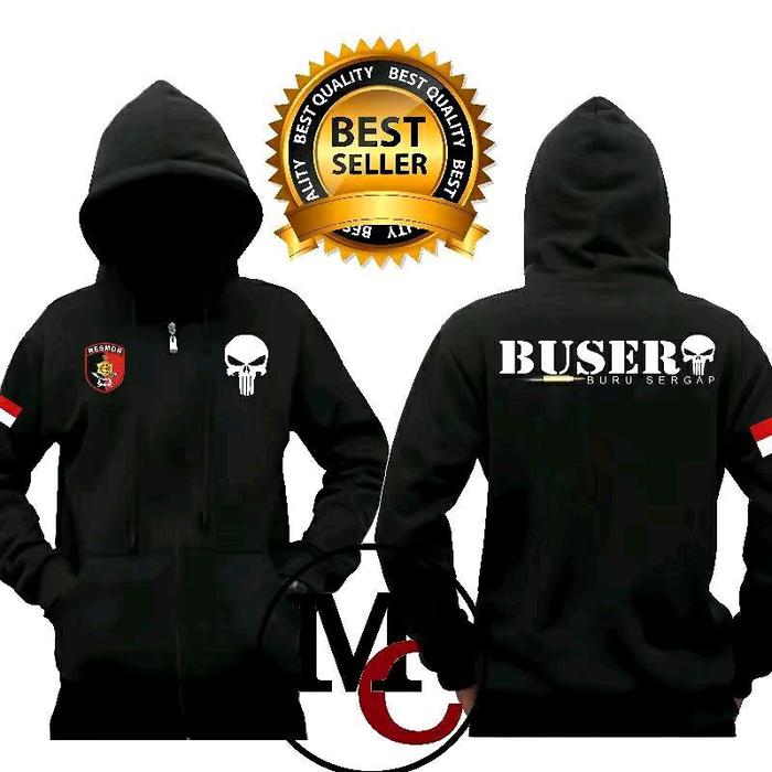 JAKET HOODIE ZIPPER BUSER / TACTICAL WARNA HITAM