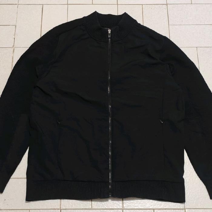Jaket Casual Bomber Rajut JMB Hitam