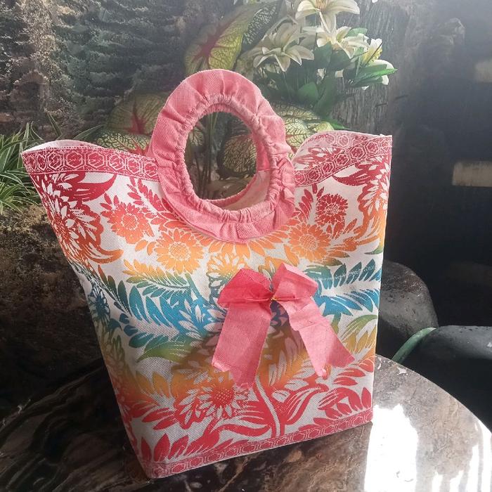 (12 pcs)tas hajatan spunbond batik mewah cincin elegan box 22 /tas hantaran /tas souvenir/tas berkat