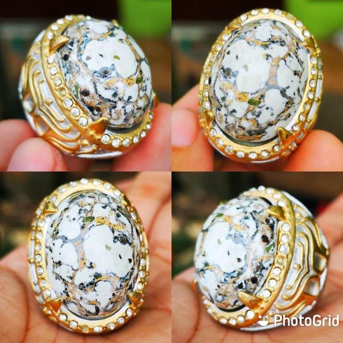Batu Akik Pirus Putih Sulawesi Top Colour Big Size Titanium Ring 5.6.7.8.9.10 - Jade, Permata - Eleg