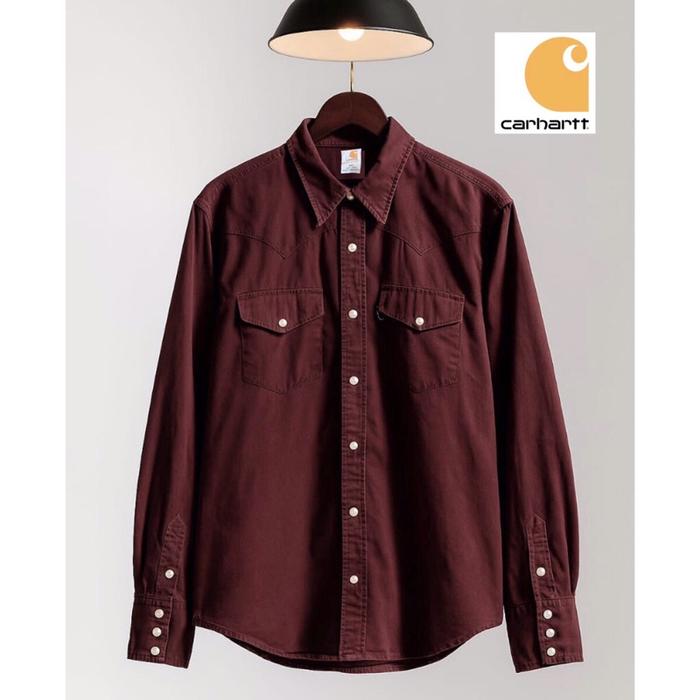 Carhartt Women Snap Pearl Western Shirt (Maroon)