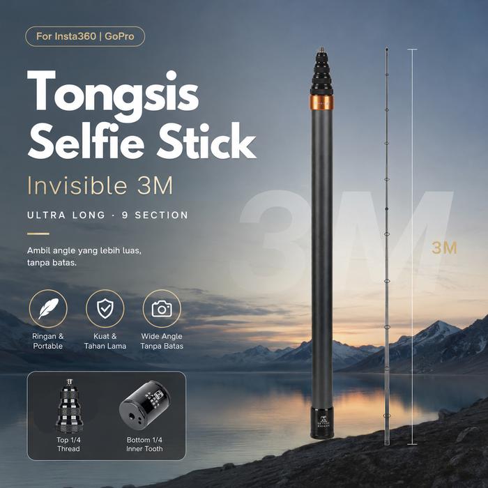 GrandMall - Tongsis Insta360 GoPro | Invisible Selfie Stick | Tongkat Selfie Panjang