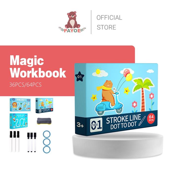PAYOE Magic Workbook Smart Writing Book Buku Edukasi Anak Belajar Tracing Wipe and Clean Book Activi