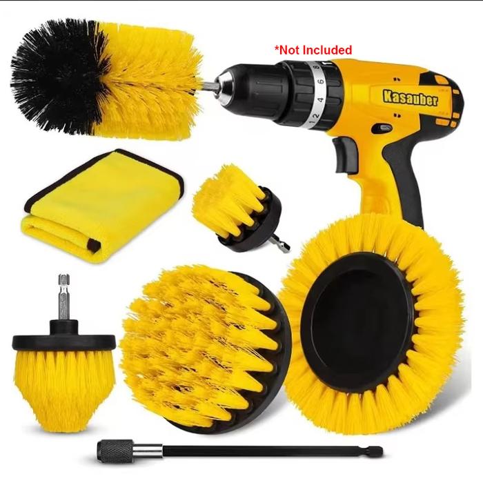 Set Sikat Pembersih Poles Mobil Motor Sambungan Mesin Bor Prakis Kit 7in1