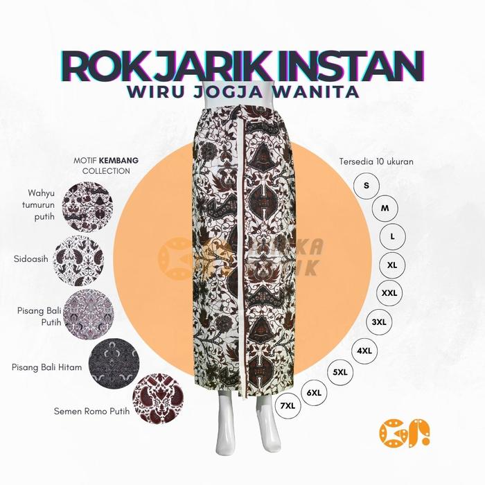 Rok Instan Jarik Wiru Jogja untuk Wanita Dewasa Bawahan kebaya Pakaian Adat Jawa motif Kembang colle