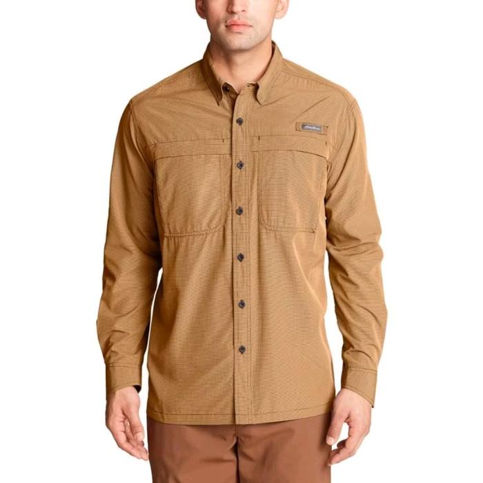 Kemeja Outdoor eddie bauer Lengan Panjang Pria Warna Cokelat (size L)