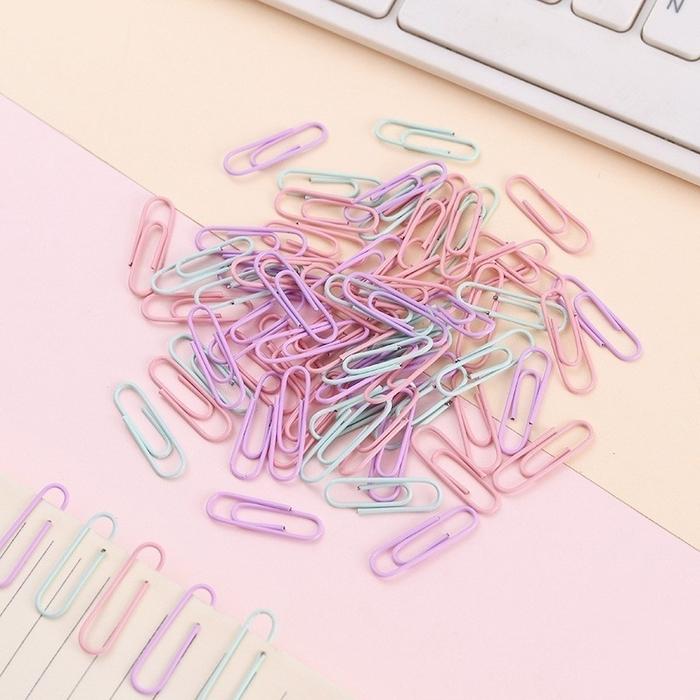 80PCS/Pack 28mm Paper Clip Warna Metalic / Warna Macaron / Paper Klip Warna / Penjepit Kertas Berbag