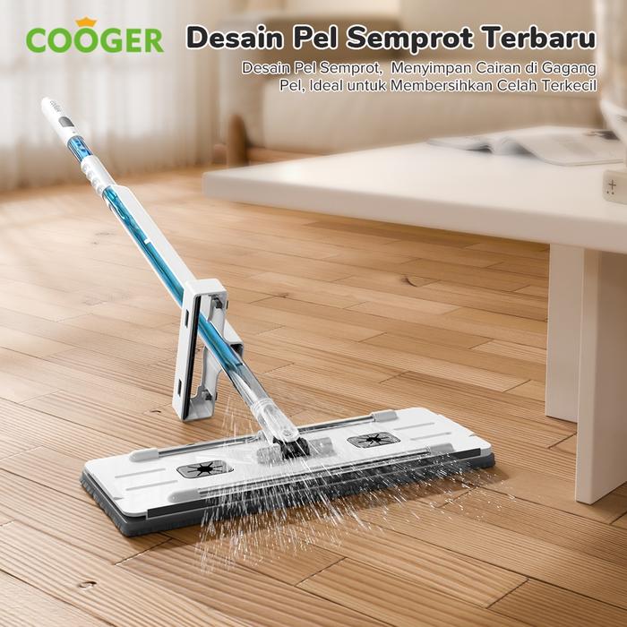 Cooger Pel Lantai Spray Mop Otomatis Dengan Tempat Sabun Tanpa Peras Cepat Kering Hemat Air Alat Pel