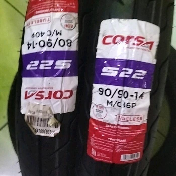 BAN TUBELESS CORSA S22 MATIC 80/90-DAN 90/90-14 PRODUKSI TERBARU