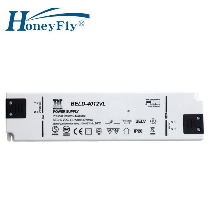 Honeyfly Dipatenkan 3Pcs Super Slim LED Driver 40W AC220V DC12V 24V