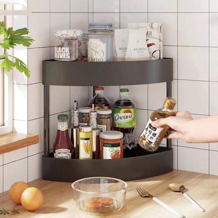 Rak Dapur Susun Sudut Rak Tempat Bumbu Dapur Meja Rak Kosmetik Tanpa Roda