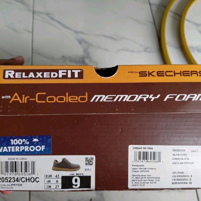 Skechers Relaxed Fit Air Cooled Memory Foam Sepatu Pria Tahan Air Model 205234/CHOC Ukuran 42