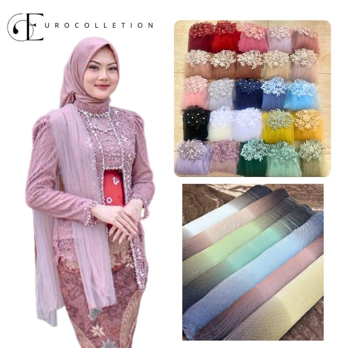 Slayer Pundak Selendang Tile Kebaya Wisuda Kondangan Slendang Tulle Brukat Polos Bahu