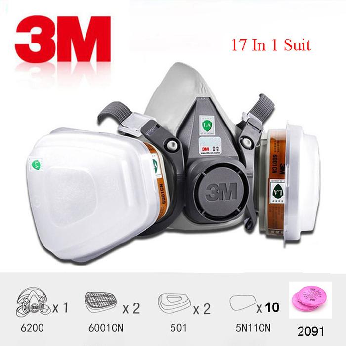 1PCS 3M 6200 Mask or 9in1 6200 Half Facepiece Gas Mask Respirator