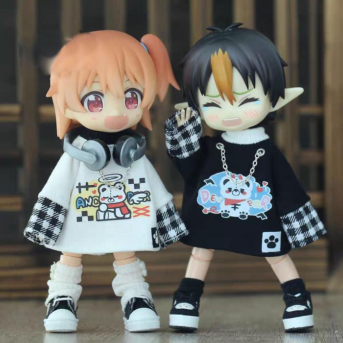 OB11 doll Clothes / YMY DOD doll Lengthened - Shirt with chain