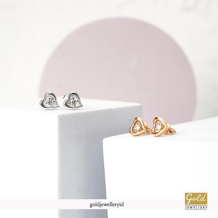 Anting emas putih 750 17k - model hati heart - PA10102300