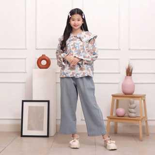 Liliana Kids Mariposa set - Setelan Kulot Lengan Panjang Motif Abstrak Anak Perempuan