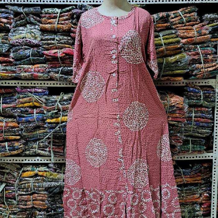 Daster Karima By Putri Diana Original Kancing Busui Tali Pinggang Motif Batik