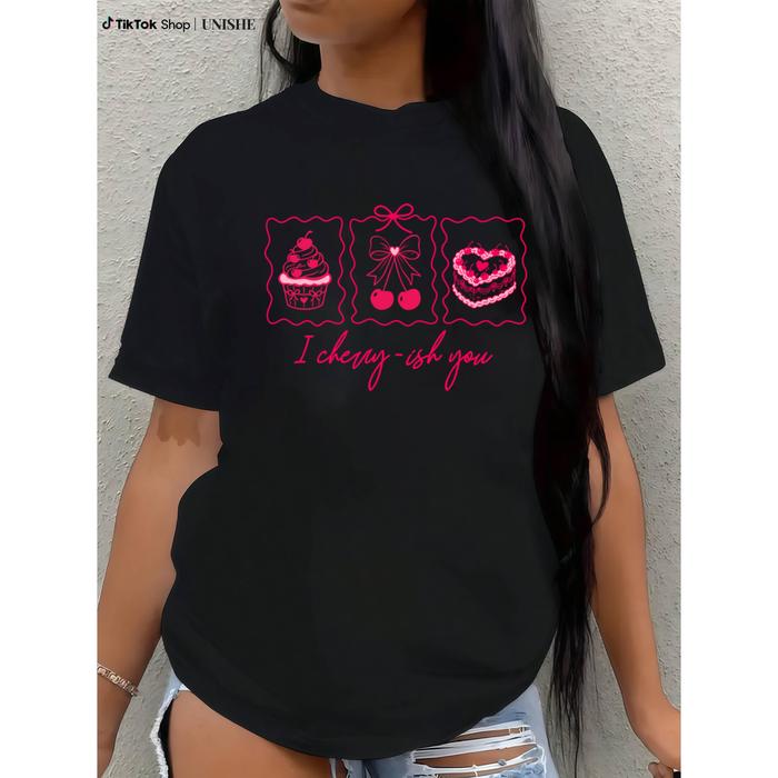Valentine’s Gift Idea Tee – ‘I Cherish You (Cherry-Ish)’ Pun with Cute Cherry Graphics