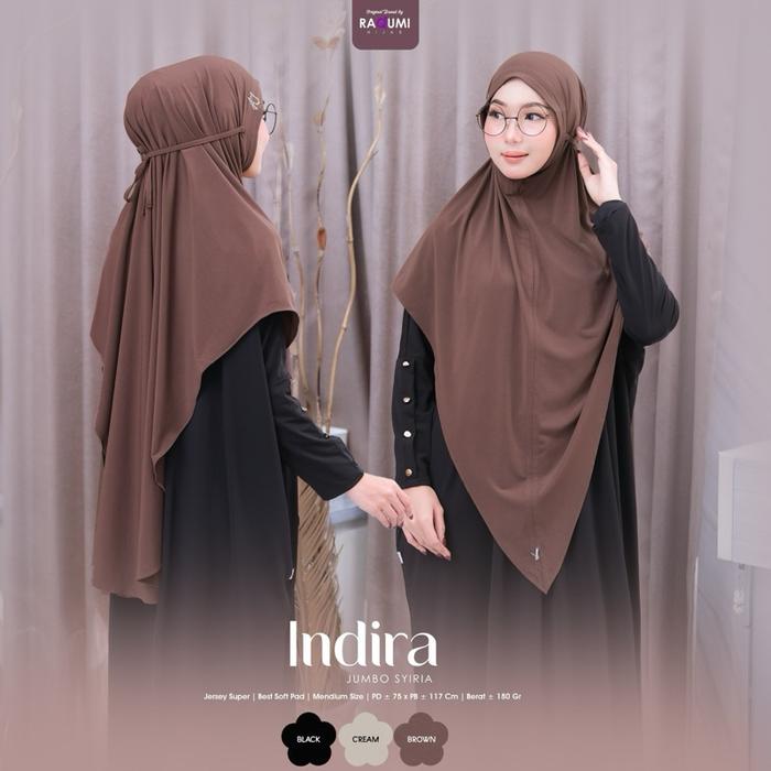 Indira jumbo syari bahan jersey premium ori by Raqumi Hijab