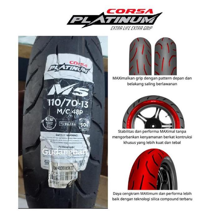 ( RING 13 ) M5 - 110 70 13 CORSA PLATINUM Ban luar motor medium soft compound depan n-max adv nmax T