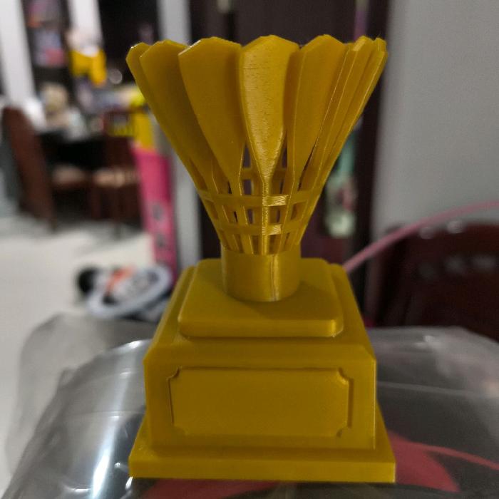 Piala Badminton 3D Printing, Qualitas Mesin Bambulab, halus