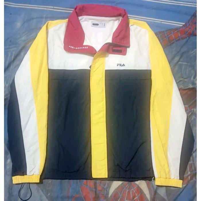 Jaket Windbreaker Fila Vintage Color Blok Casual Center Logo Second