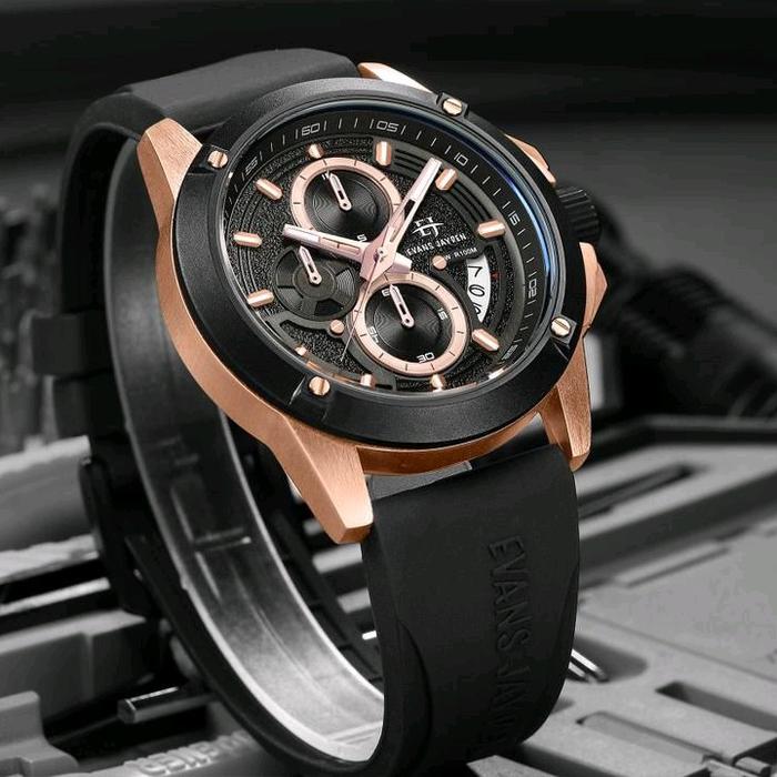 evans jayden 9551 rubber model baru,  Kaca Sapphire, Crono aktif, Tanggal aktif, Original