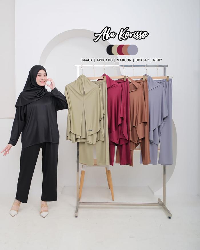 LAURA SETELAN | SETELAN CELANA JERSEY+ KERUDUNG AKU KARISSA