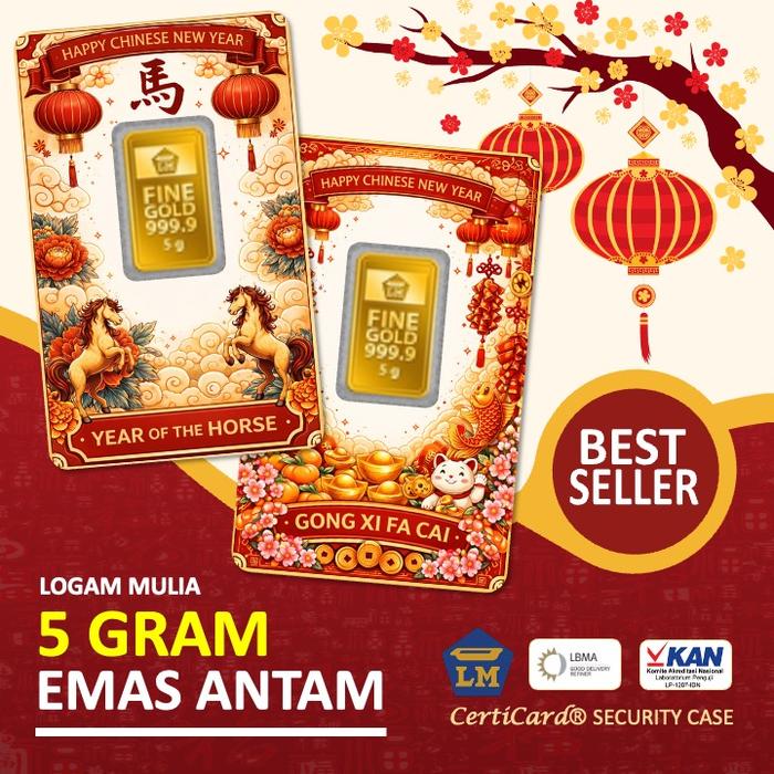 LM Logam Mulia Emas Antam 5 gram gr Kado Imlek Chinese New Year Gift