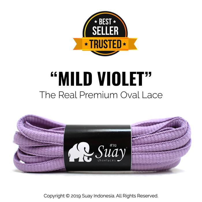 Suay Tali Sepatu Bulat Oval Warna Ungu Muda Mild Violet - Panjang 110Cm Lebar 8Mm - The Real Premium