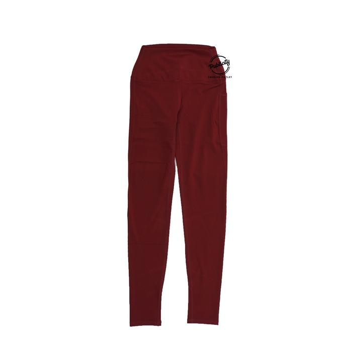 CELANA LEGGING SPORT WANITA AMOB POLOS PINGGANG LEBAR TEBAL