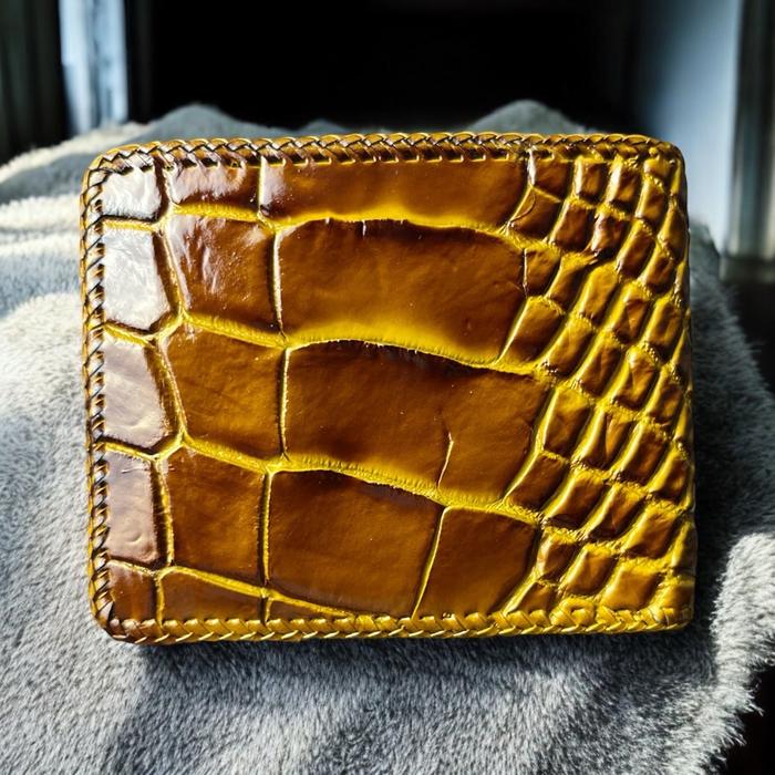 Dompet Pendek kulit buaya asli (jahit rajut) Uang