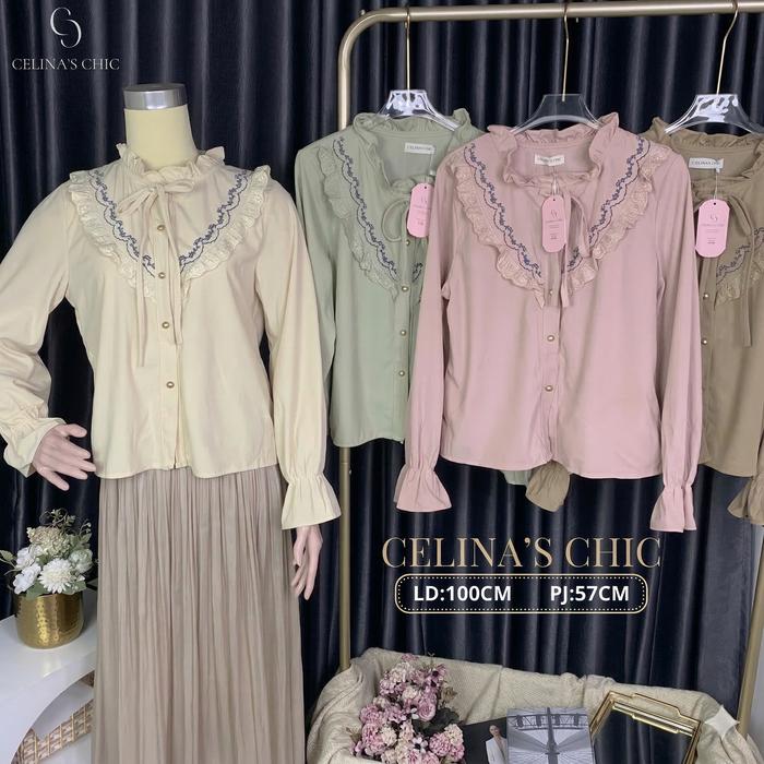 Kemeja Blouse Corduroy Bordir Vintage Lengan Panjang 4 Warna LD 100cm PJ 57cm ALL SIZE