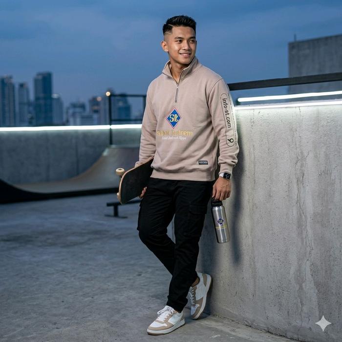 Sweater Pria Desain ST Sehat Tentrem Unik Nyaman untuk Aktivitas Sehari-hari dengan Gaya Modern dan 