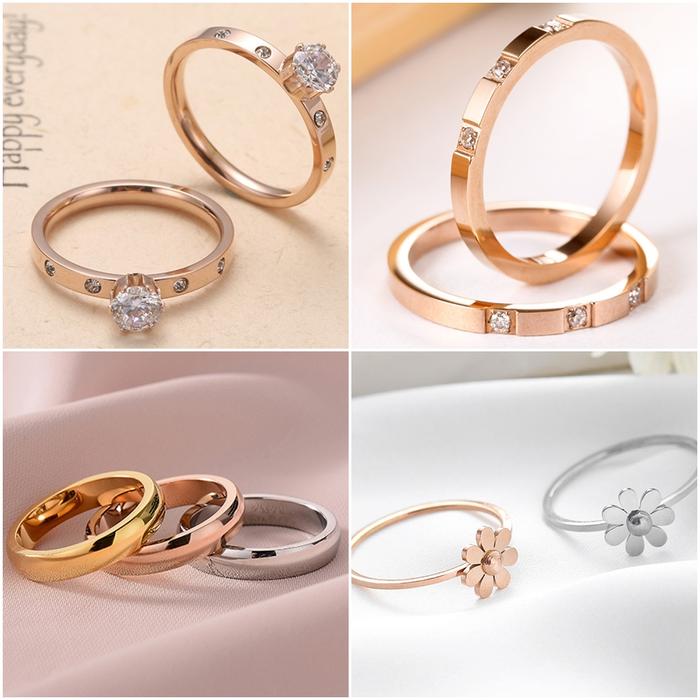 BEST SELLER - Cincin Wanita Titanium anti karat / Cincin Aesthetics / Jewelry Xuping / Perhiasaan Ci