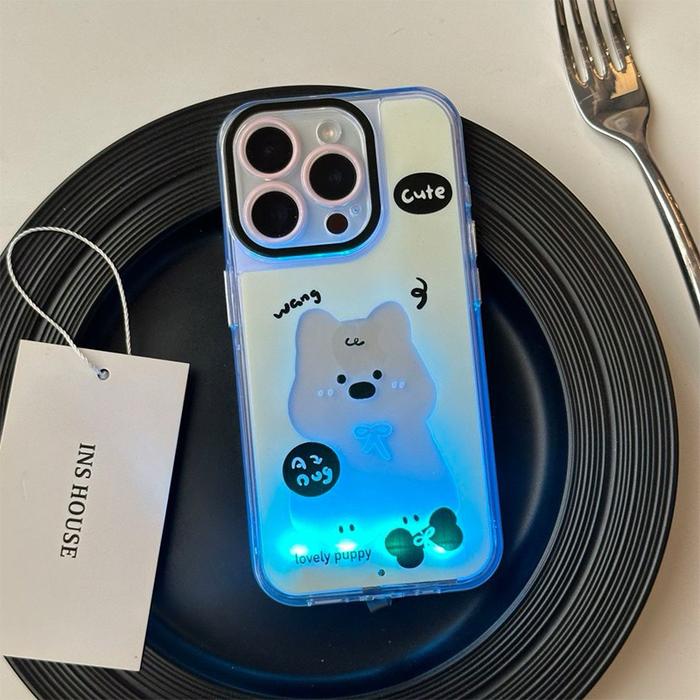 CASE LED WARNA WARNI LOVELY PUPPY AND KITTEN CAT FOR IPHONE 11 12 13 14 15 16 PLUS PRO MAX