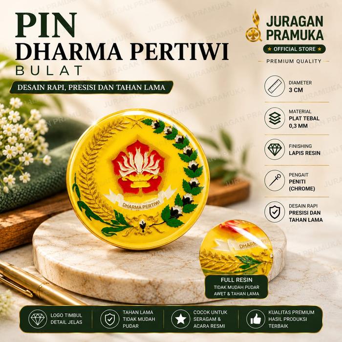 Pin Dharma Pertiwi 3CM Pengait Peniti | Lencana Organisasi Wanita TNI Resin Premium