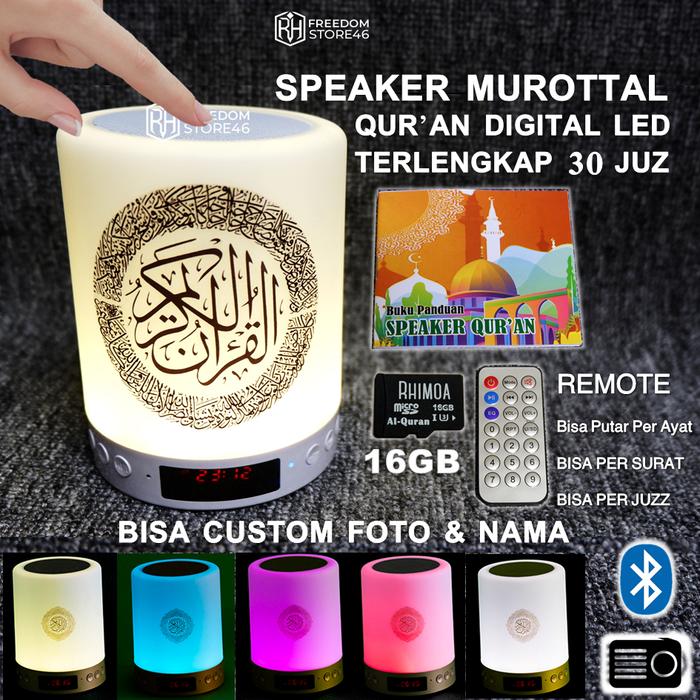 Speaker Bluetooth Murottal Quran LED Portable 30 Juz Lengkap 16GB Buku Panduan Terlengkap
