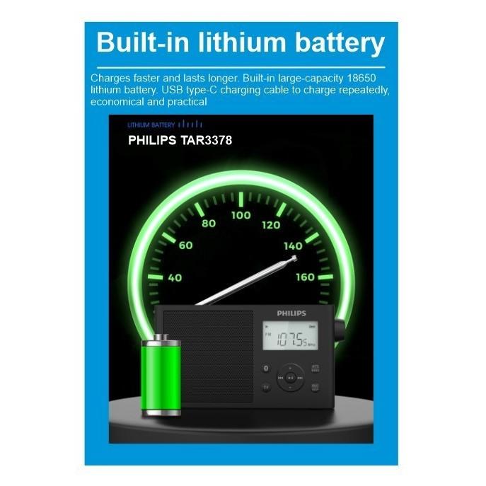 Portable Digital Radio Philips SW AM FM With Bluetooth Speaker Baterai Rechargeable