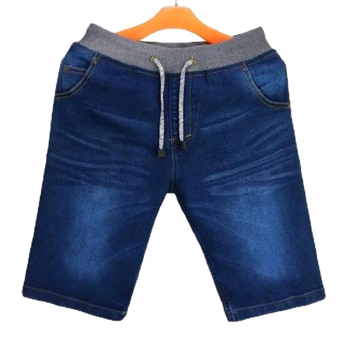 Celana Pendek Jeans Pria Dewasa Denim Model Terbaru - Chino, rib, Tartan, distro Navy Keren Biru Hit
