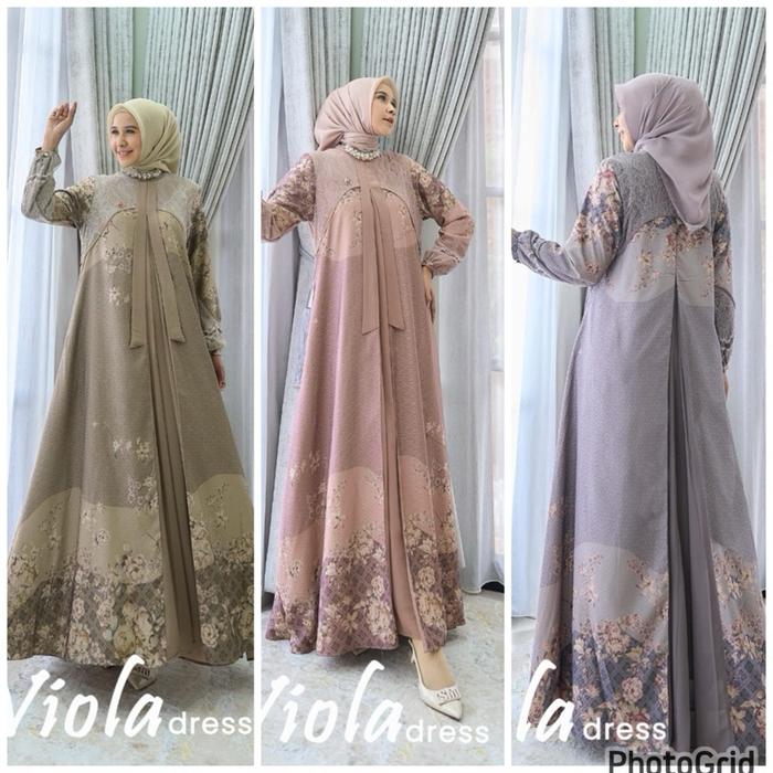 Viola Dress Gamis marevi Wanita Premium Remaja, standar & jumbo Dewasa, Nyaman, Mewah, Syari, Kancin