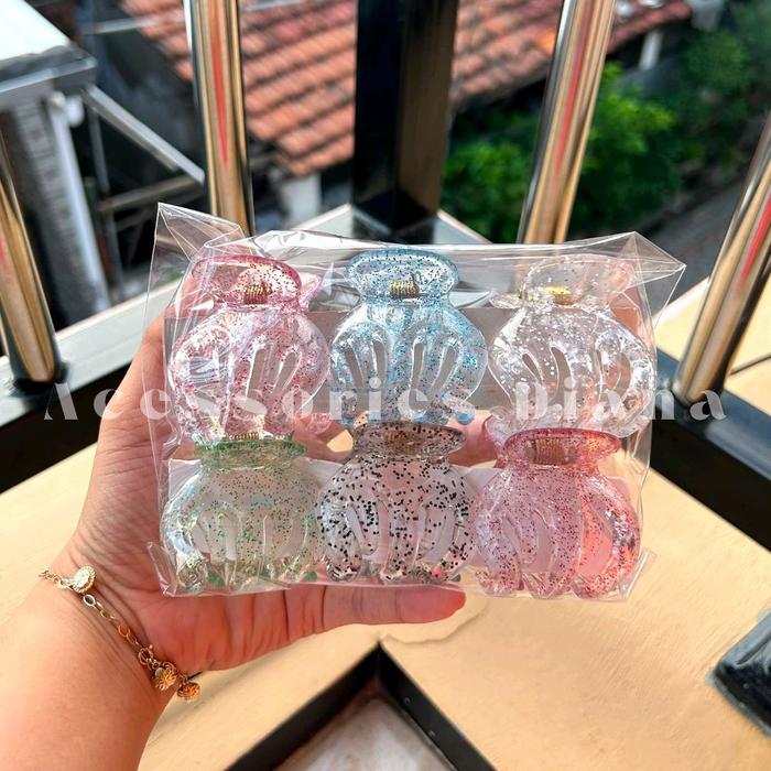 [PAKET 6 PCS] Jedai 5CM Isi 6 Pcs Jedai Glitter Jedai Maroon Jedai Besar Jepit Rambut Badai Large Je