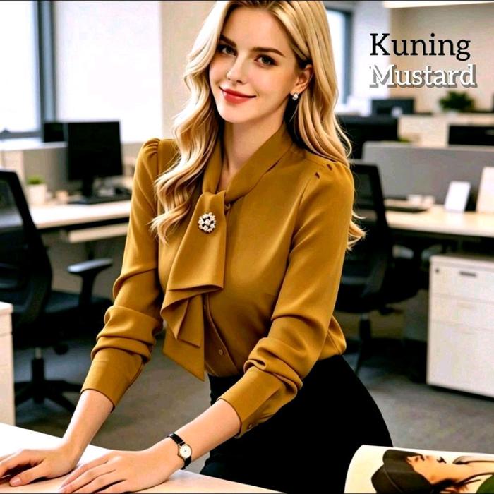 Baju Atasan Remaja Blouse Nesvia Mustard Korean Style Murah Dewasa