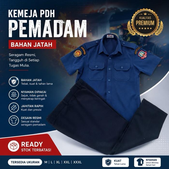 Kemeja PDH Pemadam/Damkar Seragam PDH Pemadam+Atribut Kemeja Pemadam Bahan Jatah Exlusive
