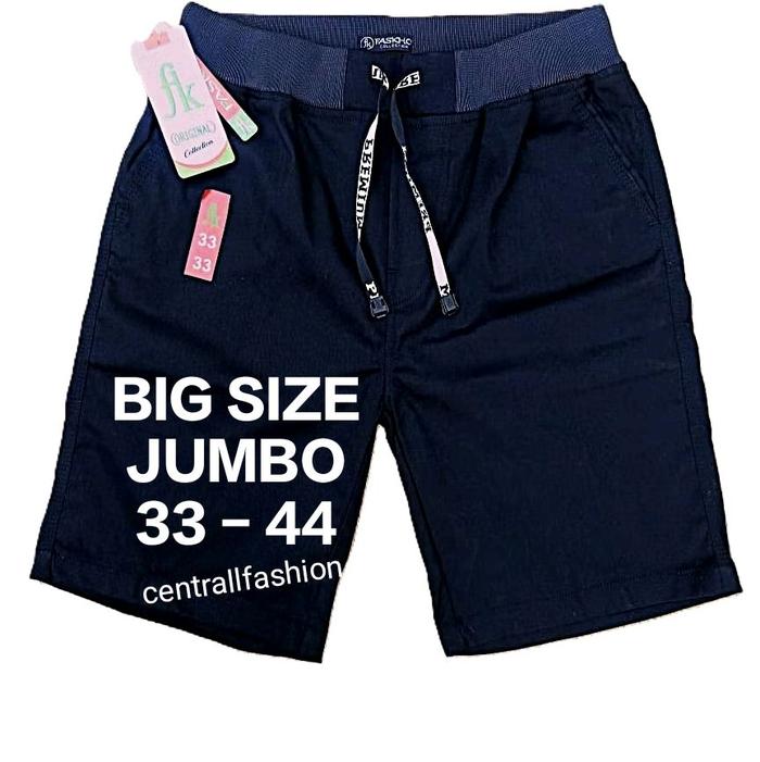 rCelana Pendek Pria Jumbo Big Size Bahan Tebal Khaki Chino Combet Halus Chinos Rip Stretch Pinggang 